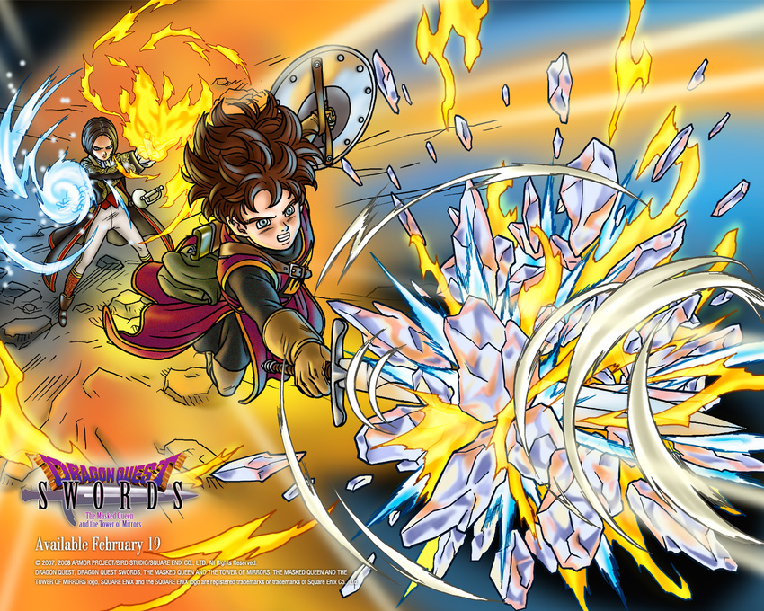 dean_(dq_swords) dragon_quest dragon_quest_swords hero_(dq_swords) multiple_boys official_art shield sword toriyama_akira wallpaper weapon