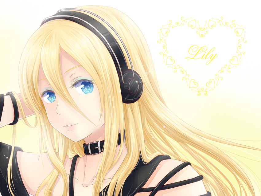 blonde_hair blue_eyes close headphones lily_(vocaloid) vocaloid zashiki_usagi