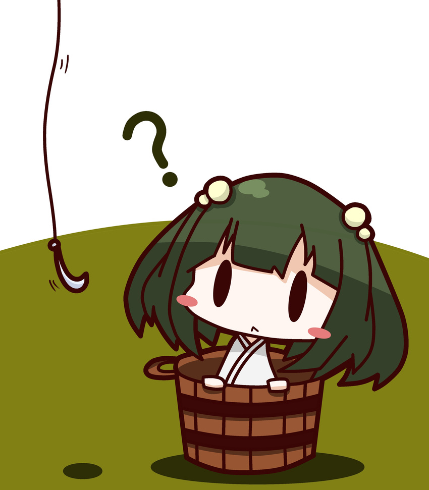 :&lt; absurdres bad_id bad_pixiv_id black_eyes bucket chibi fishing_hook fishing_line green_hair highres kisume nuu_(nu-nyu) short_hair touhou twintails wooden_bucket |_|