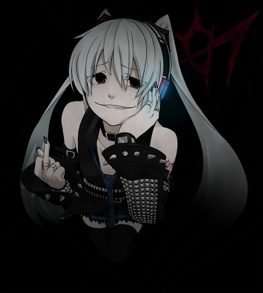 dark hagane_miku headphones long_hair tagme