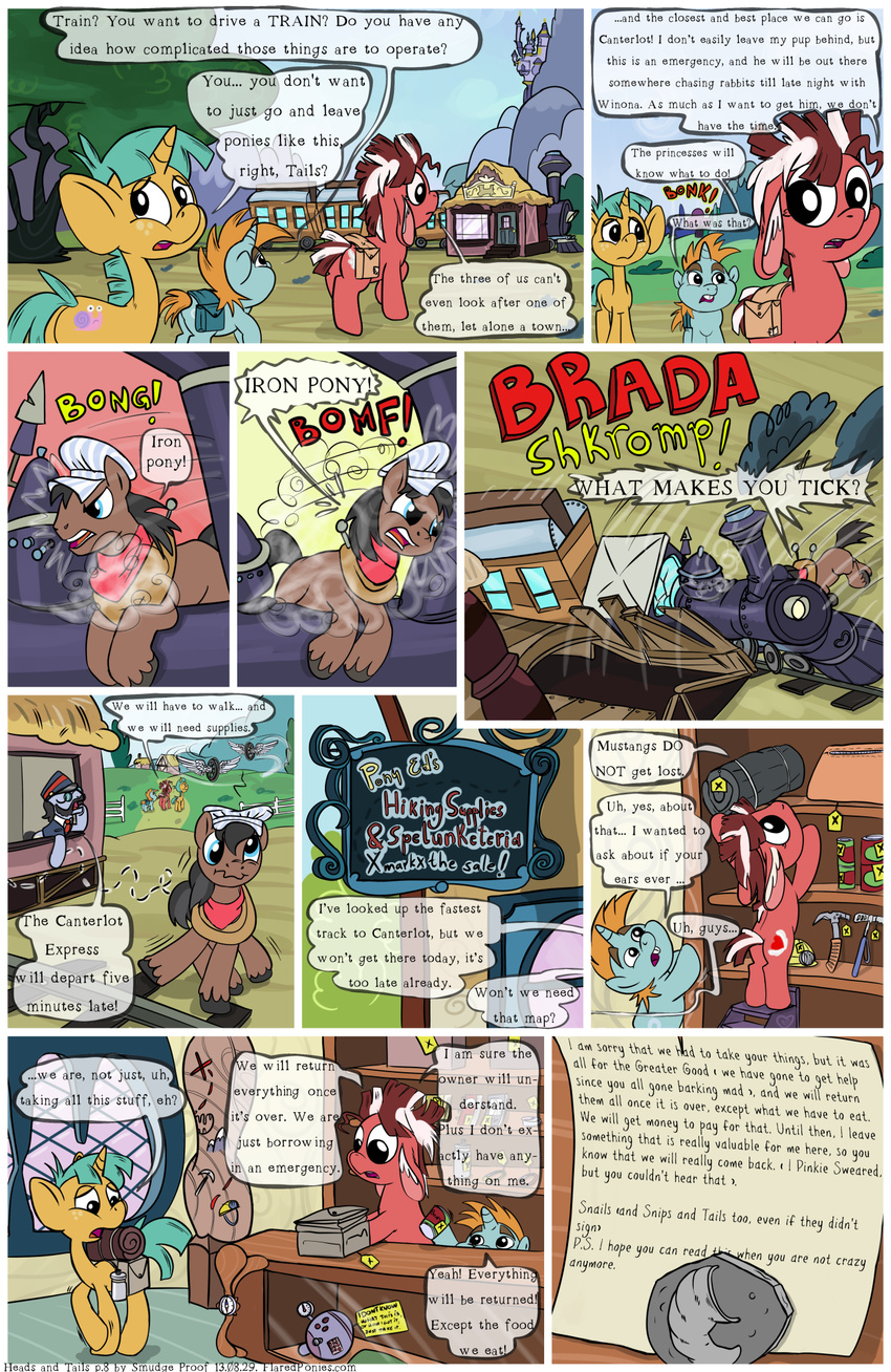 bag canterlot comic equine female feral food friendship_is_magic heads_and_tails horn horse male mammal my_little_pony pony promontory_(mlp) smudge_proof snails_(mlp) snips_(mlp) tails_(mlp) train train_station unicorn