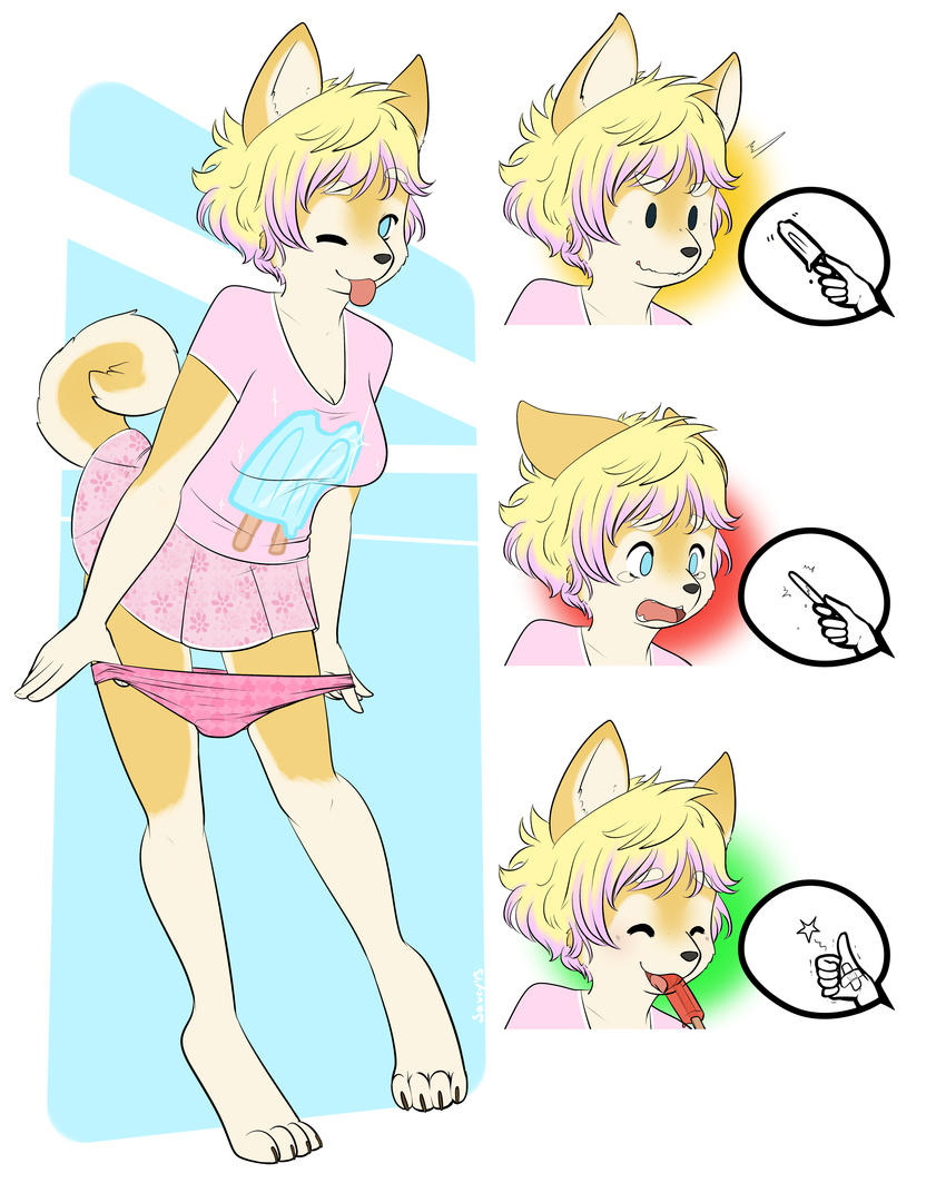 big_breasts breasts canine chimangetsu dog expressions female hi_res mammal one_eye_closed panties popsicle popsicle_(character) saucy shiba_inu solo teasing tongue tongue_out underwear wink