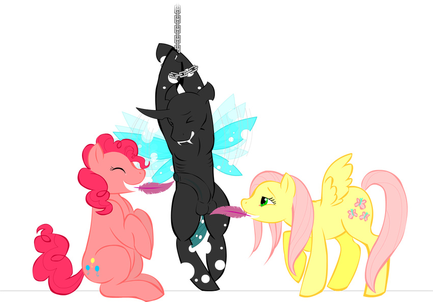 alpha_channel aroused balls bdsm bondage bound changeling domination equine erection feathers female female_domination feral flapping_wings fluttershy_(mlp) friendship_is_magic grammarshinehyena group horse humanoid_penis involved_expression male mammal my_little_pony pegasus penis pinkie_pie_(mlp) plain_background pony straight sundae sundae_(original_character) suspension tickling transparent_background uncut wings