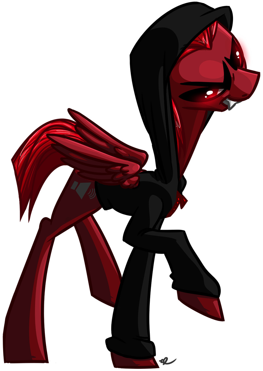 art_style black_hoodie brony combed_back_mane equine glare glowflank glowflank_(fursona) glowing glowing_eyes hoodie mammal my_little_pony original_character pegasus plain_background quadruped raised_leg red_eyes red_mane red_skin red_zipper scary sharp_teeth skinny slim speaker_cutie_mark teenager teeth transparent_background vampony wings xxmentalincxx zipper