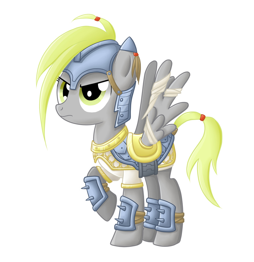 absurd_res alpha_channel amber_eyes armor blonde_hair derpy_hooves_(mlp) equine female feral friendship_is_magic frown fur grey_fur hair helmet hi_res long_hair mammal my_little_pony pegasus plain_background solo spikes thecheeseburger transparent_background wings wrap wraps yellow_eyes
