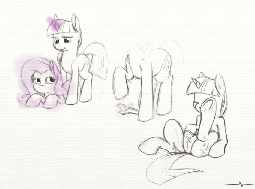 duo equine eyes_closed female feral fluttershy_(mlp) friendship_is_magic hair horn horse lying magic mammal my_little_pony on_front panties php2 pony sitting standing transformation twilight_sparkle_(mlp) underwear unicorn