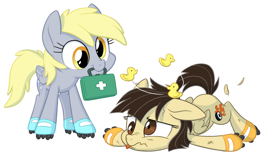 alpha_channel amber_eyes avian blonde_hair brown_eyes brown_hair cutie_mark derpy_hooves_(mlp) duck equestria-prevails equine fallen female feral first_aid_kit friendship_is_magic fur grey_fur hair horse mammal my_little_pony pegasus plain_background pony rollerskates transparent_background wild_fire_(mlp) wings yellow_eyes