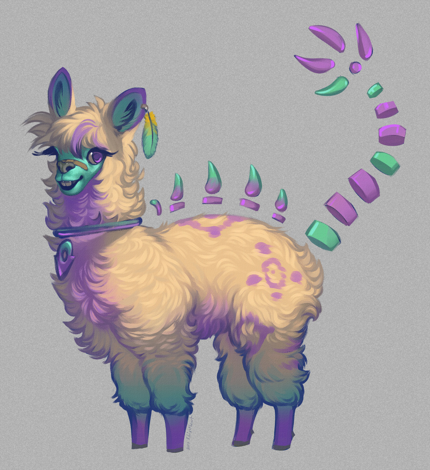 fur katanimate llama looking_at_viewer purple_eyes solo white_fur
