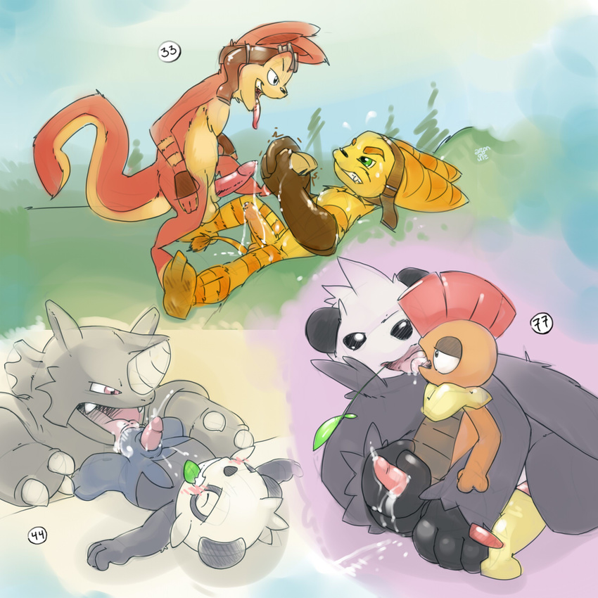 ball_licking balls bear crossover daxter erection french_kissing gay handjob insomniac_games jak_and_daxter kissing licking lombax male mammal multiple_scenes nintendo pancham panda pangoro penis pok&#233;mon pok&eacute;mon ratchet ratchet_and_clank rhydon scrafty sex size_difference tongue video_games