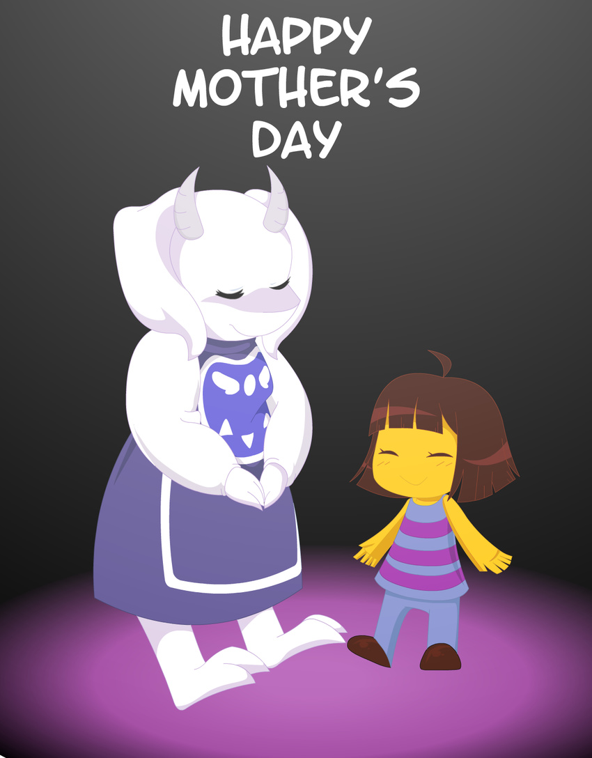 animal_ears caprine claws cub eyes_closed female goat hindpaw holidays mammal mother's_day mother's_day paws protagonist_(undertale) technijui toriel undertale young
