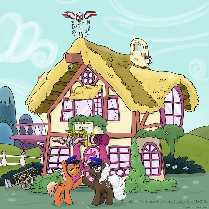 brown_fur cutie_mark dickgirl duo english_text equine female feral fur hair hat horse intersex looking_at_viewer mammal multi-colored_hair my_little_pony north_by_northwest original_character outside pegasus pony ponyville shipping smudge_proof teats text white_hair wings yellow_eyes