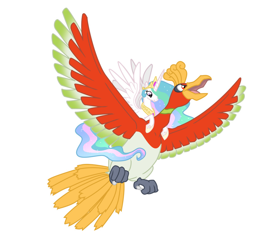 cutie_mark equine female feral friendship_is_magic ho-oh horn horse mammal my_little_pony nintendo pok&#233;mon pok&eacute;mon pony princess_celestia_(mlp) seaandsunshine video_games winged_unicorn wings