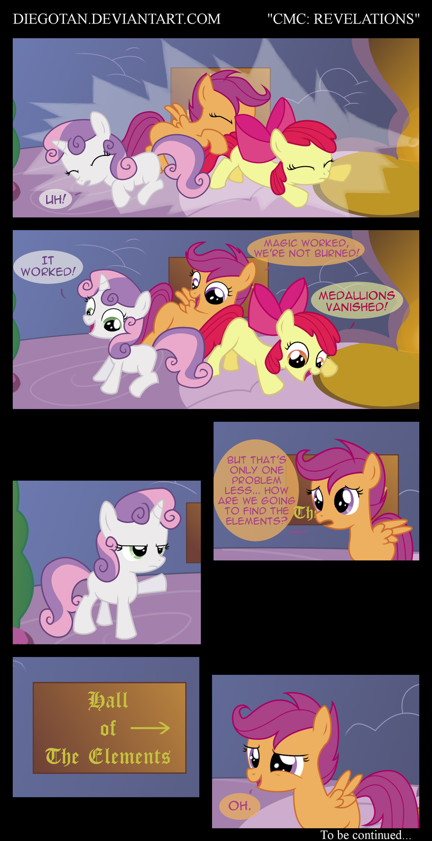 apple_bloom_(mlp) comic cub cutie_mark_crusaders_(mlp) dialog diegotan english_text equine female feral fire fireplace friendship_is_magic group hair hooves horn horse inside mammal mane my_little_pony pegasus plant pony scootaloo_(mlp) sweetie_belle_(mlp) text tree unicorn wings wood young