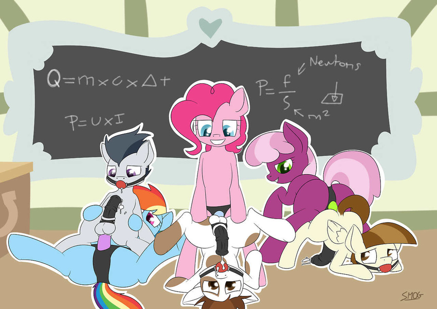 anal anal_penetration ball_gag balls blue_eyes brown_eyes brown_hair chalkboard cheerilee_(mlp) classroom cub cum cum_on_self dildo domination english_text equine featherweight_(mlp) female female_domination feral friendship_is_magic fur gag gagged green_eyes grey_fur group hair horse inside lying male mammal my_little_pony on_back pegasus pegging penetration penis pink_fur pink_hair pinkie_pie_(mlp) pipsqueak_(mlp) pony purple_eyes purple_fur rainbow_dash_(mlp) rumble_(mlp) sex_toy smile smogyday straight strapon tan_fur text upside white_fur wings young