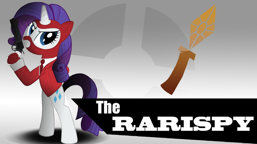 cutie_mark equine eyewear female feral friendship_is_magic glasses gun horn horse mammal mask my_little_pony pony ranged_weapon rarity_(mlp) spy spy_(team_fortress_2) team_fortress_2 thealjavis unicorn weapon