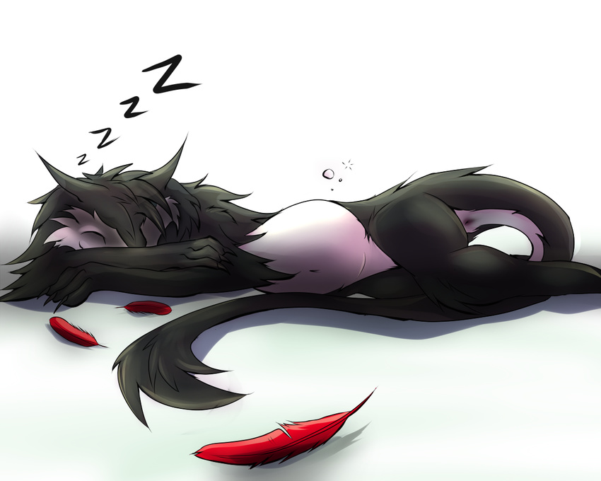 anus belly claws cute eyes_closed kanex lying on_side sergal sleeping vorarephilia vore