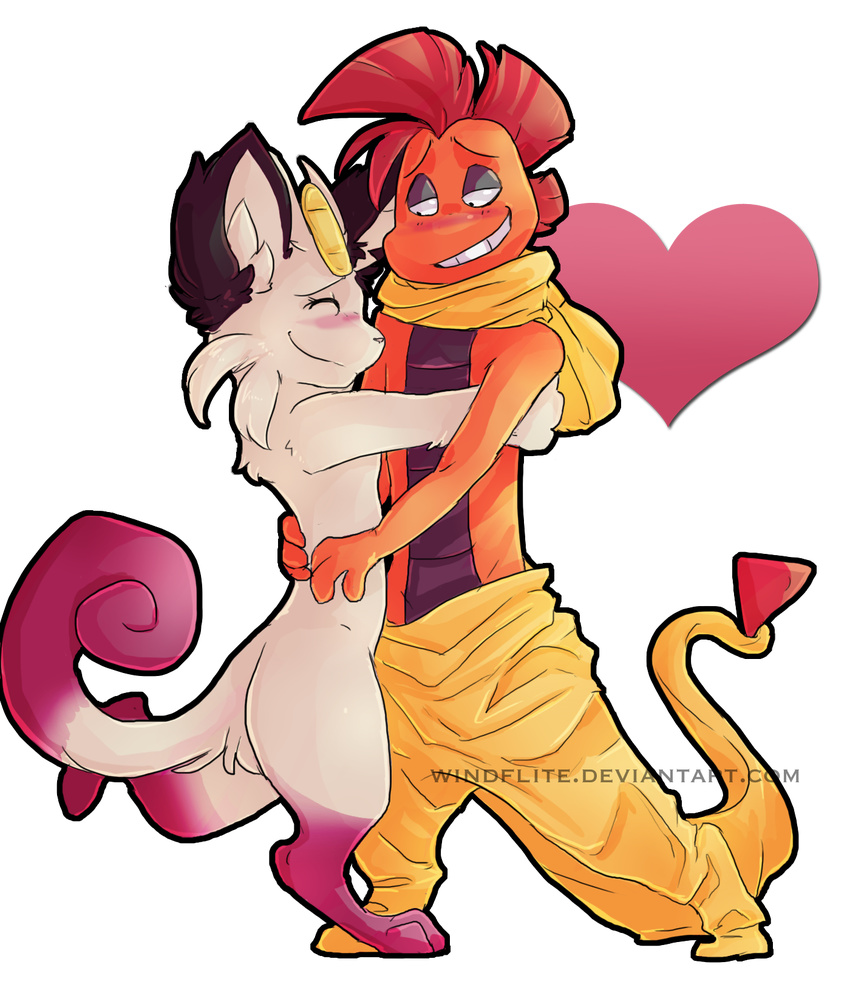 anthro blush couple cuddling cute duo hug max nintendo pok&#233;mon pok&#233;morph pok&eacute;mon scrafty shiny video_games wesa windflite