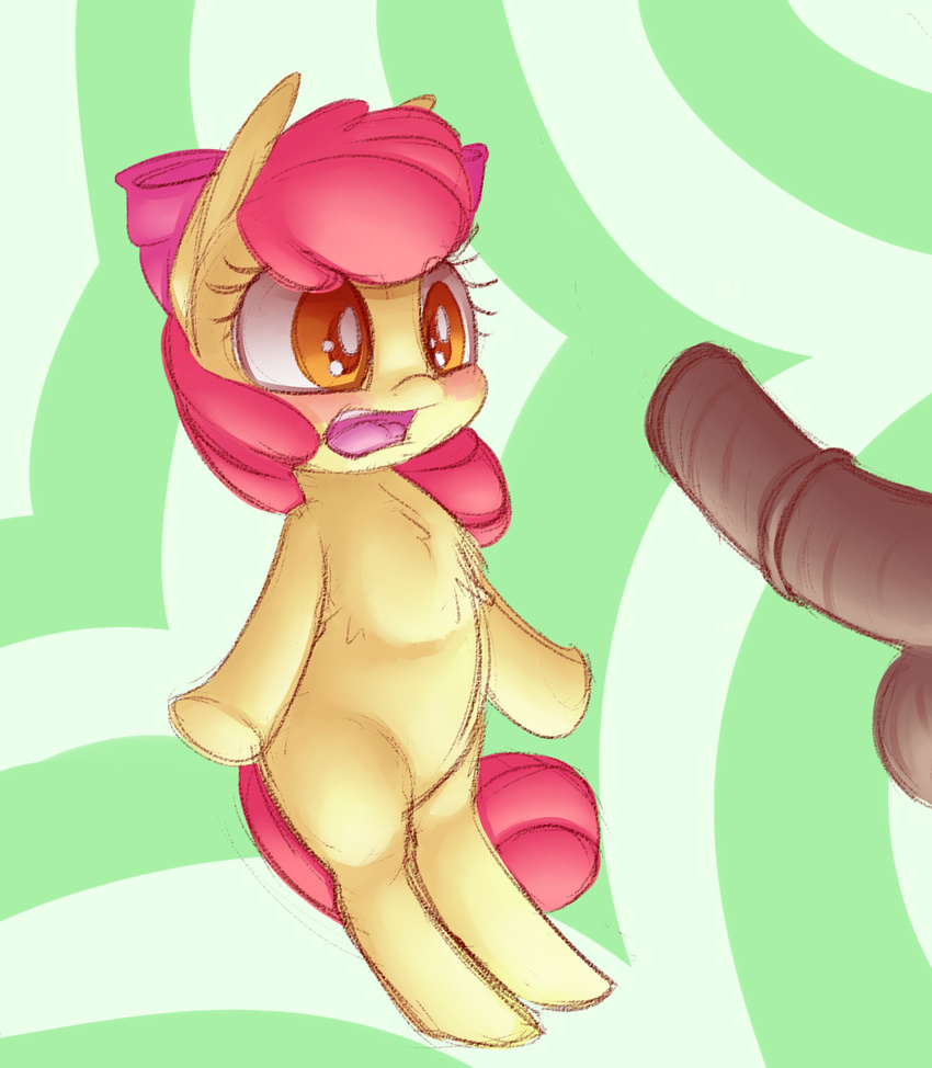 amber_eyes apple_bloom_(mlp) blush bow cub equine female feral friendship_is_magic fur hair horse male mammal my_little_pony open_mouth penis pony red_hair spoonzy yellow_fur young