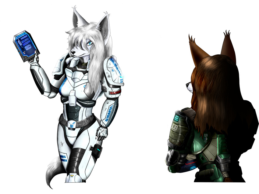 anthro arctic_fox armor artic_fox avalanchjml blue_eyes brown_hair canine combat_gear coyote female fox hair ish_lansing mammal mercenary niki pilot savash savash_warrior_class_valquir sodom_mercenary_gang sodom_security_servicies white_hair wite wite_hair wolf zilenian zyra