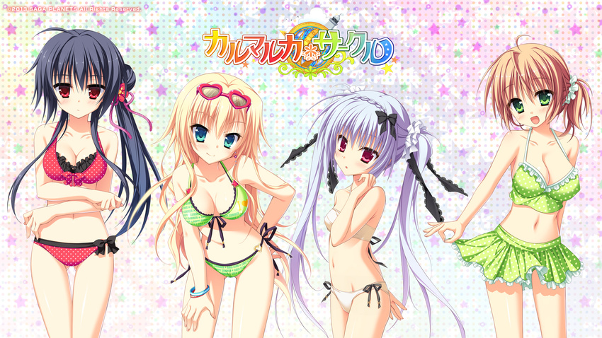 amagase_natsuki asahina_shin bikini cleavage hontani_kanae karumaruka_circle natsume_koyome otone_nikoru saga_planets swimsuits toranosuke wallpaper