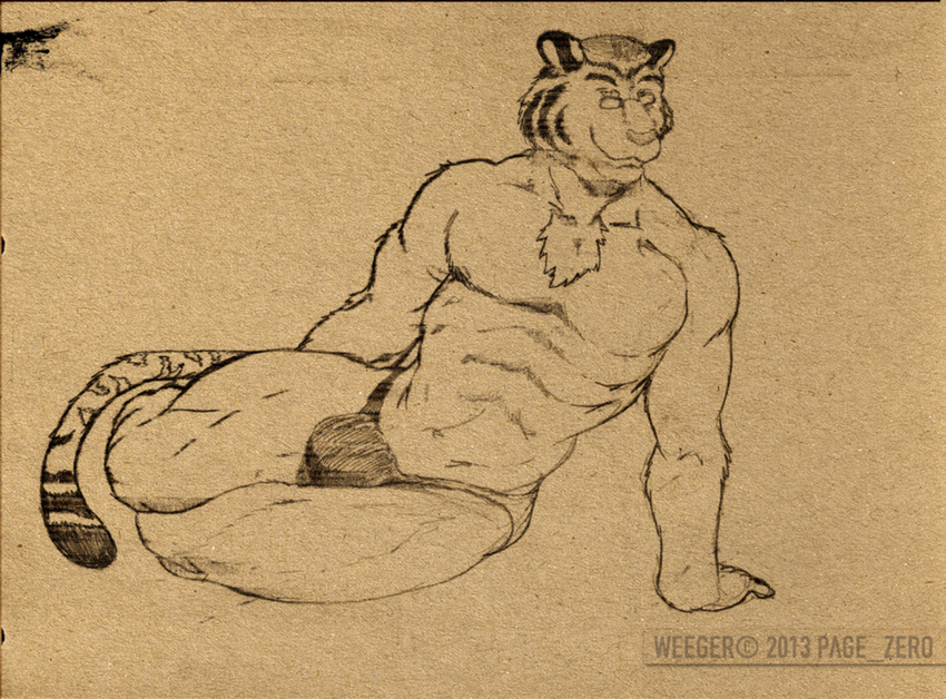 absflex anatomy anthro at autor biceps big biggest body_markings bulge chest_tuft eyewear feine feline fur glasses grin invalid_tag lens look_me looking looking_at_viewer male mammal markings monochrome muscles muurr page_zero paper pecs pencil pose relaxing scan sepia sitting smexy smile solo speedo stripes swimsuit texturized tiger toned topless traditional_media tuft viewer weeger work_in_progress