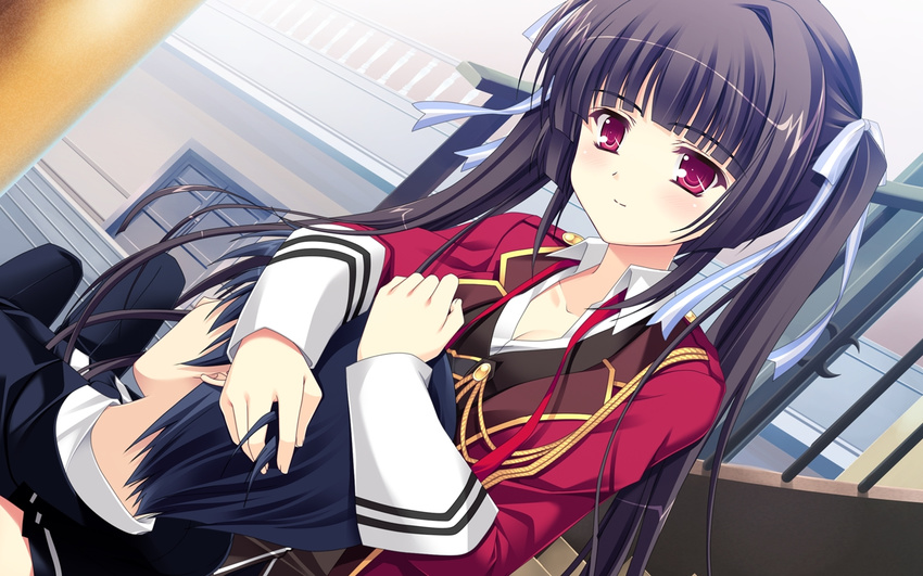 1girl ankoromochi black_hair game_cg katsuranomiya_saya long_hair red_eyes shitsuji_ga_aruji_wo_erabu_toki twintails