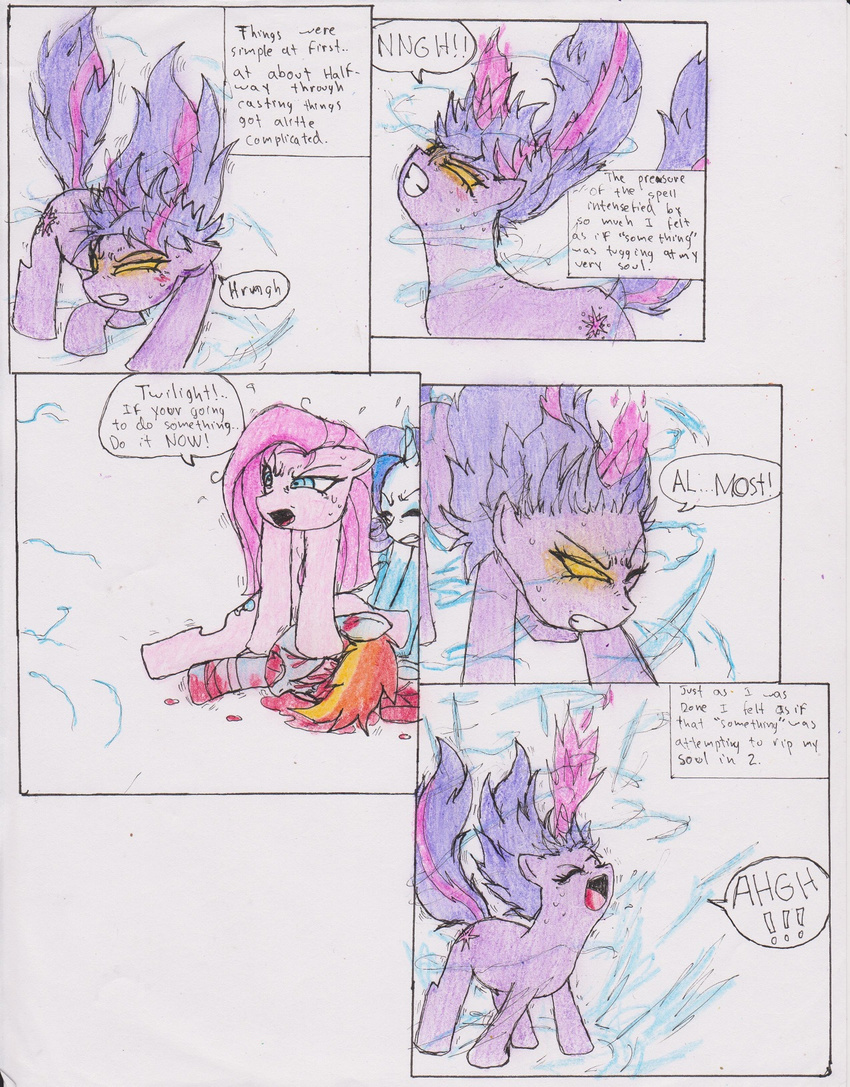 blue_eyes blue_fur chaostone choastone comic cutie_mark dialog english_text equine eyes_closed female feral friendship_is_magic fur glowing glowing_eyes hair horn horse inside long_hair magic mammal multi-colored_hair my_little_pony open_mouth pegasus pink_fur pink_hair pinkamena_(mlp) pinkie_pie_(mlp) plain_background pony purple_eyes purple_fur purple_hair rainbow_dash_(mlp) rainbow_hair rarity_(mlp) red_eyes sweat teeth text tongue twilight_sparkle_(mlp) undead unicorn white_fur wings zombie