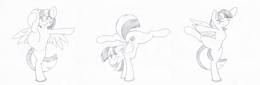 arm_above_head balancing blossomforth_(mlp) cutie_mark equine eyes_closed female flexible freckles friendship_is_magic hair handstand hi_res horse joey-darkmeat leg_grab looking_up mammal monochrome my_little_pony pegasus plain_background pony pose smile solo split standing stretching teeth two_tone_hair upside_down white_background wings