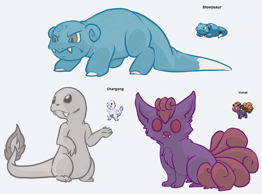 charmander dewgong fak&#233;mon grey_eyes ivysaur maboroshitira nintendo pok&#233;mon pok&eacute;mon pokemon_fusion red_eyes slowbro venonat video_games vulpix