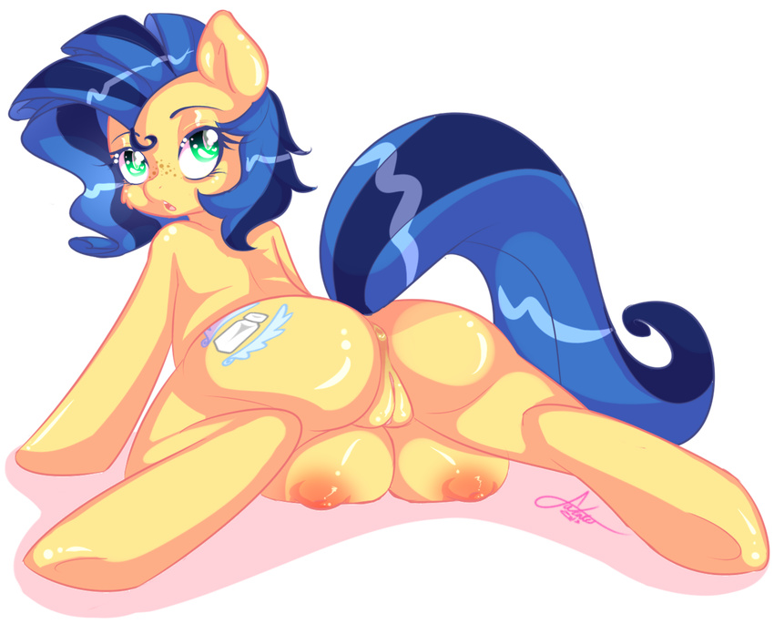 anus big_breasts big_butt breasts butt cutie_mark equine female friendship_is_magic fur hair horse mammal milky_way_(character) mrfatcakes my_little_pony nipples pony pussy solo teats two_tone_hair yellow_fur