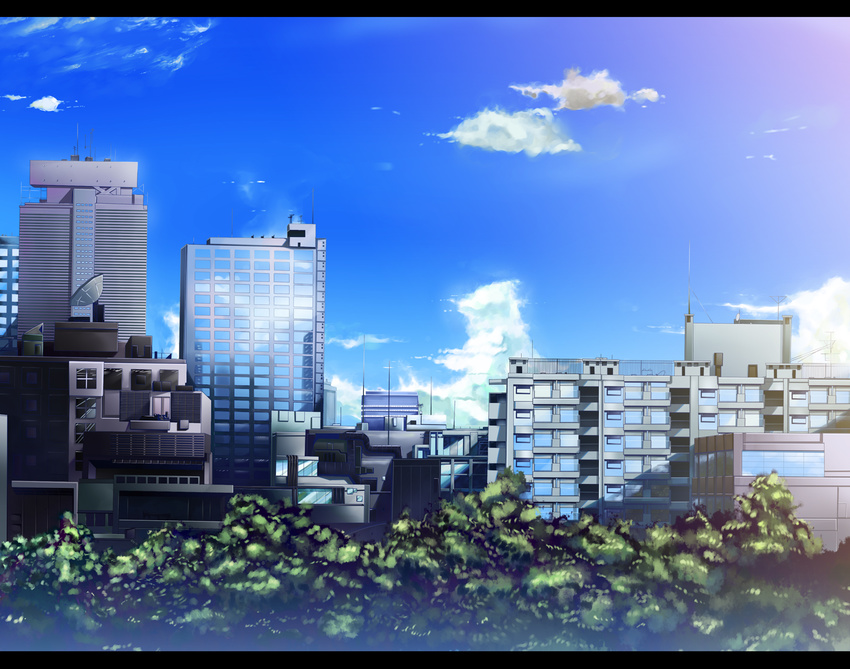 bad_pixiv_id city cityscape cloud day highres letterboxed no_humans original ryouma_(galley) scenery sky