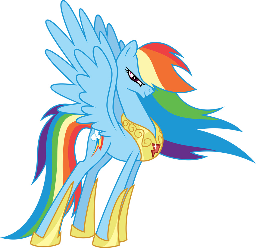 ambiguous_gender blue_fur cutie_mark equine female feral friendship_is_magic fur hair hi_res horse jewelry looking_at_viewer mammal multi-colored_hair multiversecafe my_little_pony pegasus pony princess rainbow_dash_(mlp) royalty solo wings