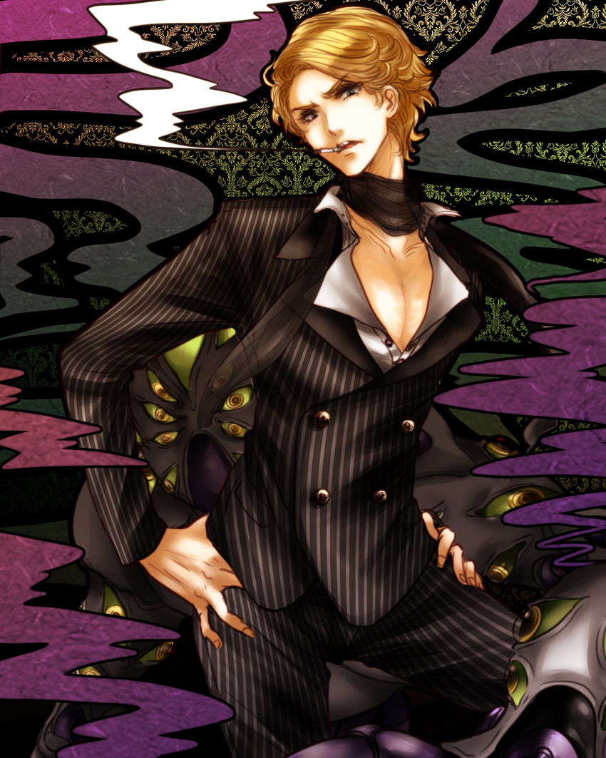 blonde_hair formal highres jojo_no_kimyou_na_bouken kinako_(nurupoga) prosciutto stand_(jojo) suit the_grateful_dead_(stand)