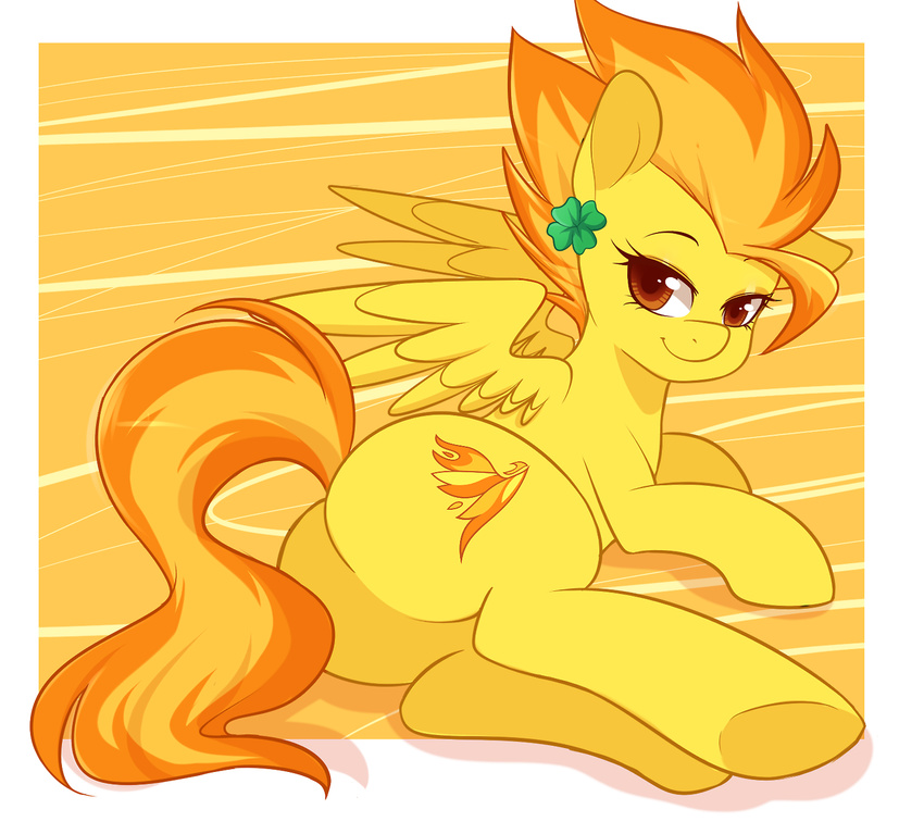 corrupteddiscipline equine female feral flower friendship_is_magic fur hair horse mammal my_little_pony orange_eyes orange_fur orange_hair pegasus pony spitfire_(mlp) wings wonderbolts_(mlp)