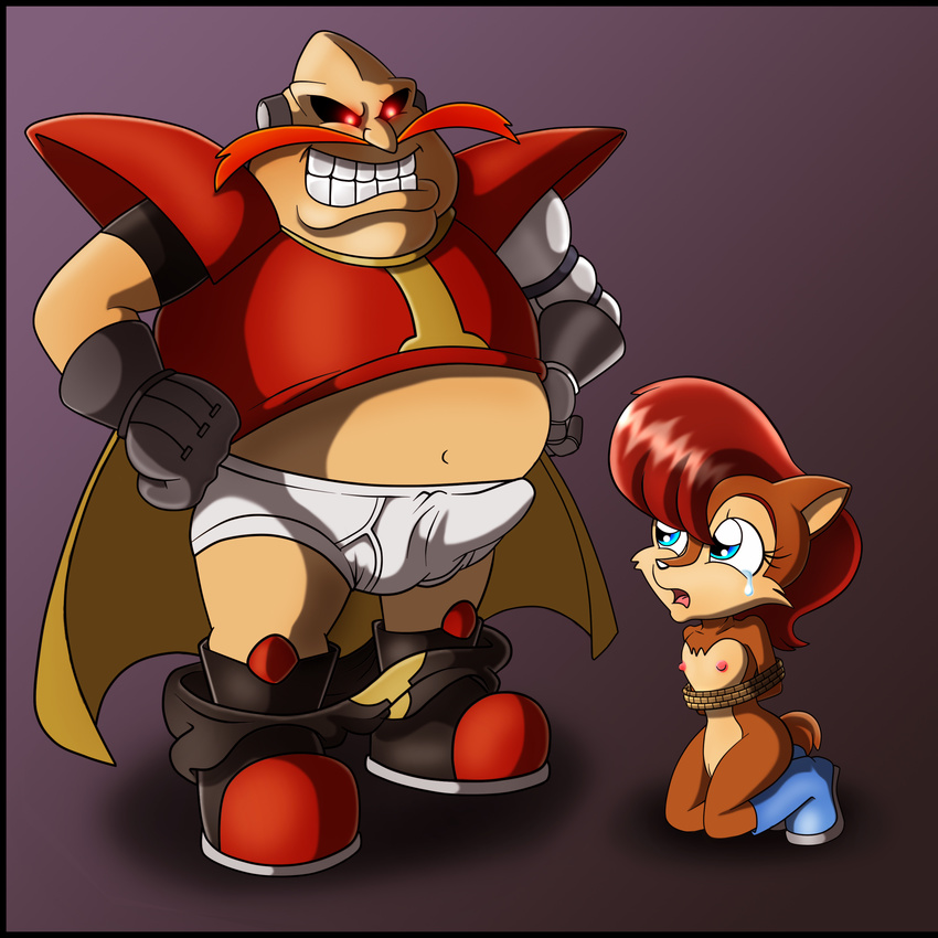 bondage bound erection female human male mammal penis pingas robotnik sally_acorn sega sonic_(series)