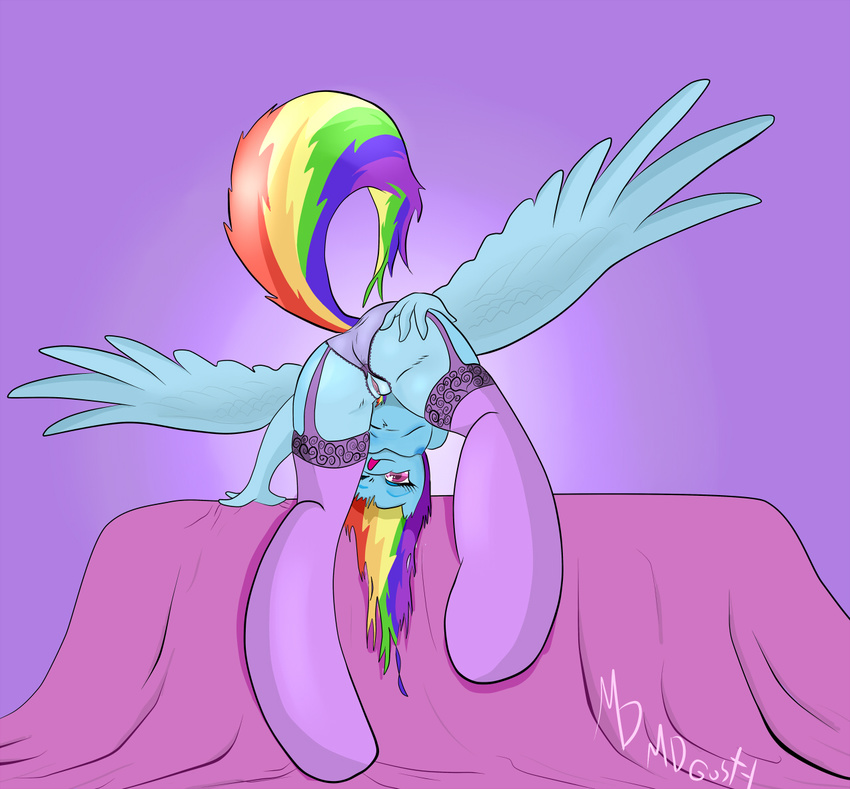 anthrofied anus bed breasts butt crotchless_panties cyan_body equine feathers female friendship_is_magic hair horse legwear lingerie long_hair mammal mdgusty multi-colored_hair my_little_pony panties pegasus pony presenting presenting_hindquarters purple_eyes pussy rainbow_dash_(mlp) rainbow_hair rainbow_tail raised_tail signature simple_background solo spread_butt spreading stockings translucent underwear wing_boner wings