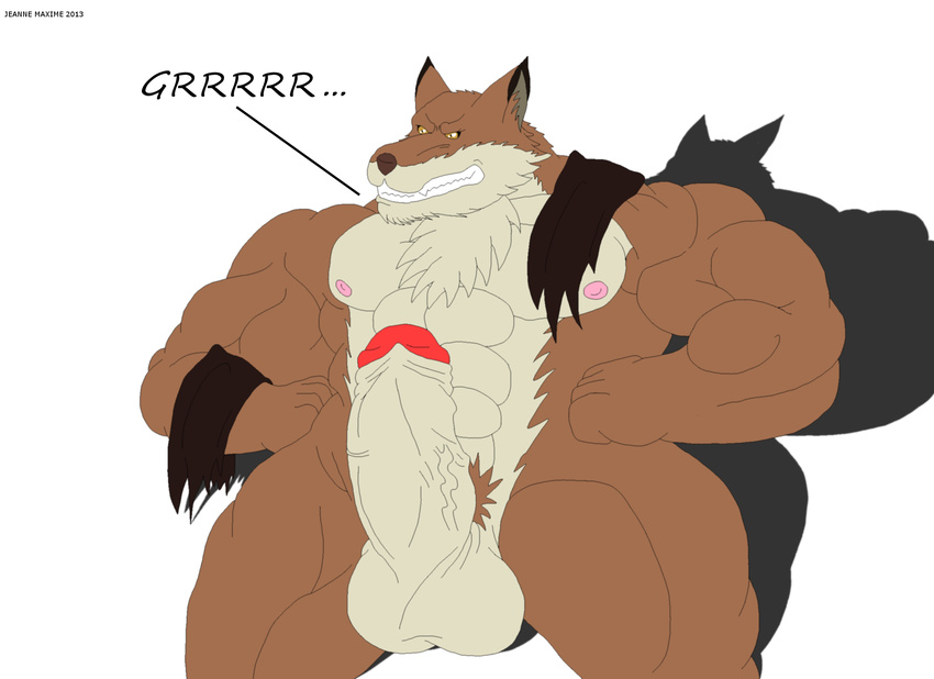 abs angry anthro balls biceps big_muscles big_penis bleach brown_fur canine clothing erection flexing fur looking_at_viewer male mammal maxime-jeanne muscles nipples nude pecs penis pose ripped sajin_komamura shinigami solo standing tan_fur text thick_penis vein wolf yellow_eyes