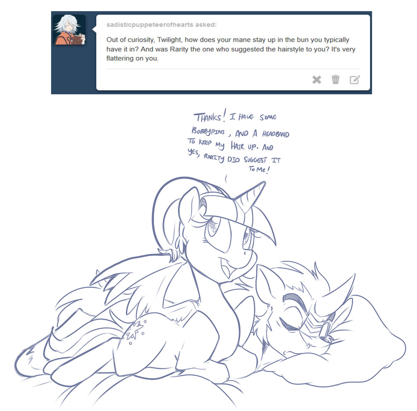 2013 ask_twibra bluntwhiskey equine eye_mist eyes_closed female friendship_is_magic hooves horn king_sombra_(mlp) male my_little_pony pillow sleeping twilight_sparkle_(mlp) unicorn winged_unicorn wings