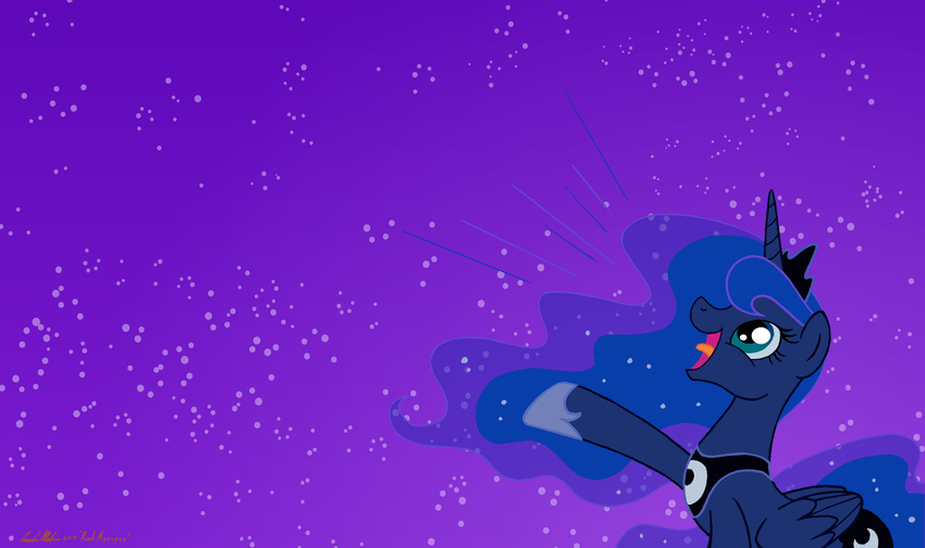 blue_eyes crown cutie_mark equine female feral friendship_is_magic horn horse mammal moon my_little_pony necklace night pony princess_luna_(mlp) redapropos solo sparkles stars tongue tongue_out winged_unicorn wings