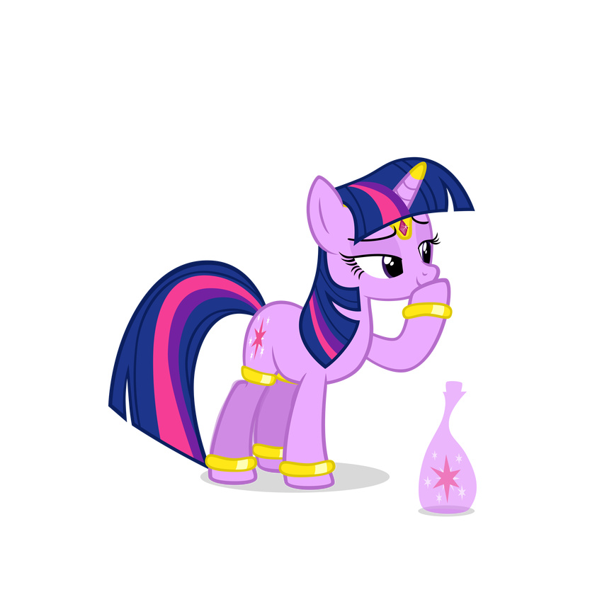 absurd_res alpha_channel amused bottle bracelet cutie_mark equine female feral friendship_is_magic fur hair hi_res horn horse jewelry mammal my_little_pony navitaserussirus plain_background pony purple_eyes purple_fur purple_hair smile solo transparent_background twilight_sparkle_(mlp) unicorn