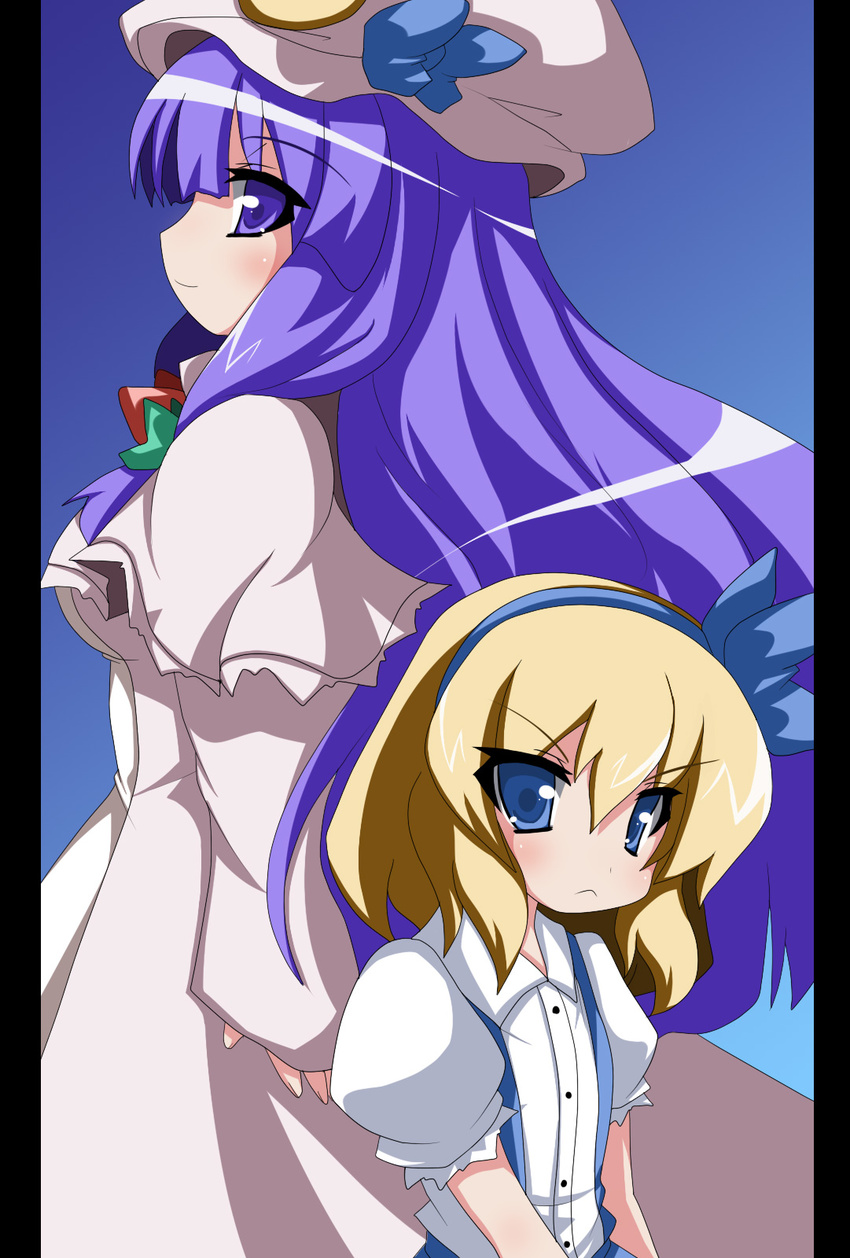 alice_margatroid alice_margatroid_(pc-98) bangs blonde_hair highres multiple_girls oborotsuki_kakeru patchouli_knowledge touhou touhou_(pc-98)