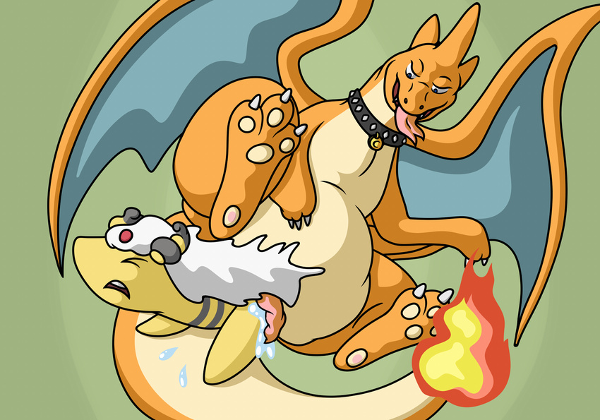 3_fingers 3_toes :d ambiguous_gender ampharos anal_vore anus bald barefoot beige_skin butt charem charizard chubby claws collar d: dragon fire grey_skin hair happy lizard long_hair looking_down mega_ampharos mega_charizard nintendo nude on_top open_mouth orange_skin orgasm pawpads paws penis pink_penis pink_skin pok&eacute;mon presenting presenting_hindquarters raised_arm raised_leg reptile scalie sharp_teeth skin smile teeth toe_claws video_games vorarephilia vore white_hair wings yellow_nose yellow_skin