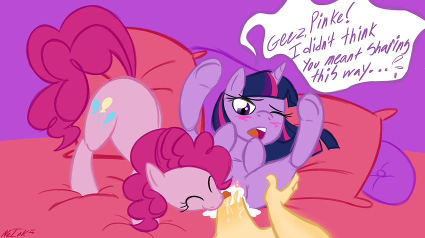 bestiality blush cum cum_in_pussy cum_inside cutie_mark equine female feral friendship_is_magic hair horn horse human interspecies male mammal my_little_pony no-ink oral penis pinkie_pie_(mlp) pony smile straight twilight_sparkle_(mlp) unicorn vaginal