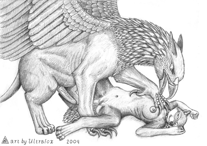 avian beak breasts canine claws feathers female feral forced gryphon imminent_rape interspecies male mammal penis perilous pussy rape size_difference ultrafox wings wolf