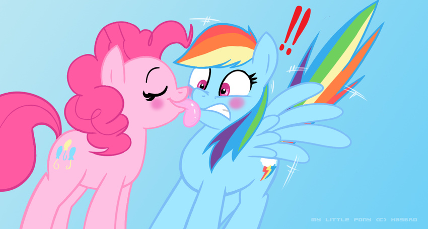 2011 blush cutie_mark duo equine female feral friendship_is_magic hair horse licking mammal multi-colored_hair my_little_pony pegasus pinkie_pie_(mlp) pony purple_eyes rainbow_dash_(mlp) rainbow_hair thex-plotion tongue tongue_out wing_boner wings