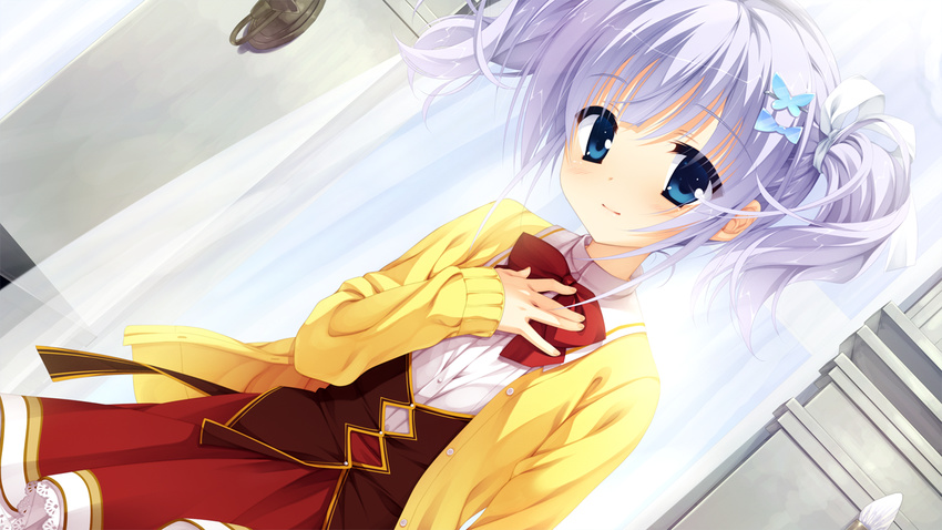 amairo_islenauts blue_eyes blue_hair game_cg kobuichi seifuku shiraga_airi short_hair twintails yuzusoft