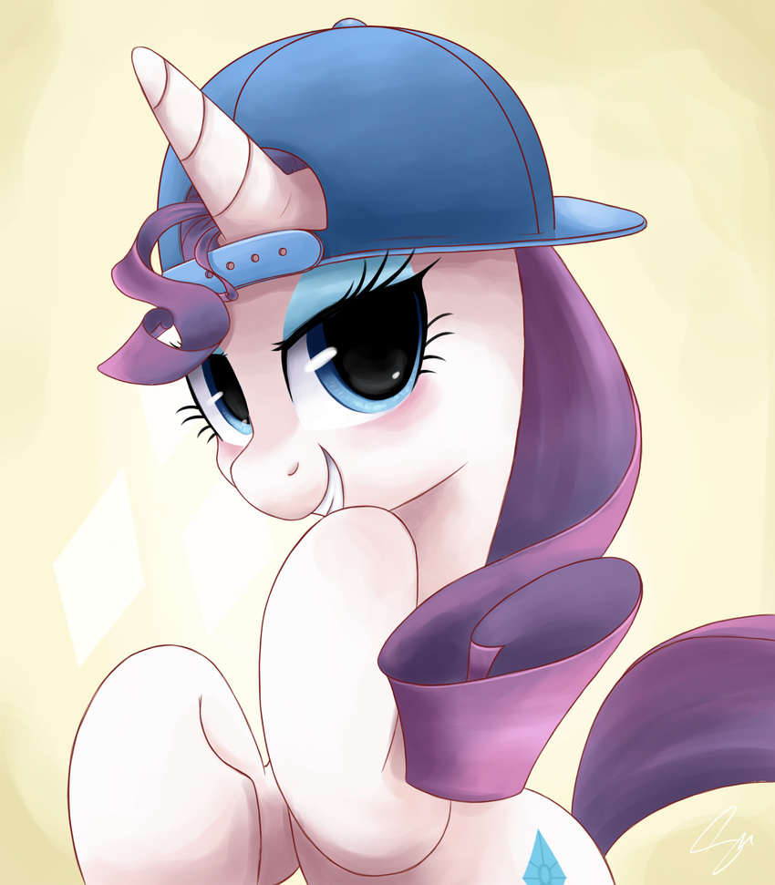 cute cutie_mark equine female feral friendship_is_magic hair hat horn horse long_hair looking_at_viewer mammal my_little_pony pony purple_hair rarity_(mlp) smile solo steffy-beff unicorn