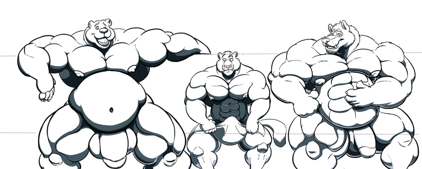 abs akita anthro balls baz_(mrfurry) bear belly biceps big_belly big_muscles canine chubby dog erection feline fur grey_(mrfurry) greyscale heavy huge hybrid hyper hyper_muscles hyper_penis line_art male mammal monochrome mrfurry muscles nipples nude obese overweight pecs penis pose sauna siriusdog siriusdog_(fursona) size_difference smile wakita wolf