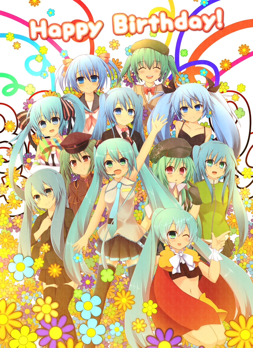 bad_id bad_pixiv_id clock_lock_works_(vocaloid) colorful happy_birthday hatsune_miku highres long_hair matryoshka_(vocaloid) mr.wonderboy_(vocaloid) saihate_(vocaloid) senbon-zakura_(vocaloid) shinkai_shoujo_(vocaloid) shinopoko songover utautai_no_uta_(vocaloid) very_long_hair vocaloid yumeyume_(vocaloid)