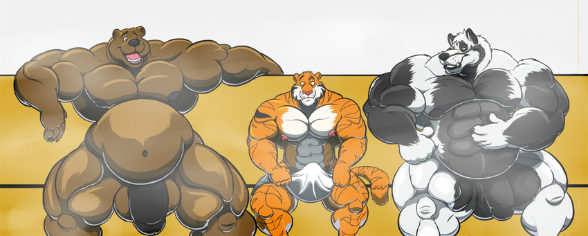 2013 abs anthro balls bear belly biceps big_muscles canine chubby erection feline fur heavy huge male mrfurry muscles nipples nude obese overweight pecs penis pose sauna siriusdog smile tiger wakita white_fur wolf